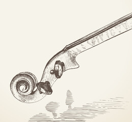hand drawn violin neck. ink sketch in vintage style illustration. vector © Ghen