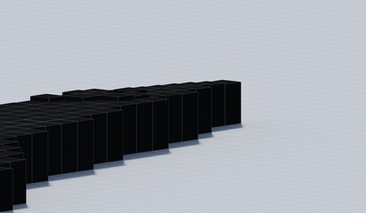 black polygons on grey abstract computer generated illustration