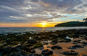 Sunset by the beach at Koh Russey
