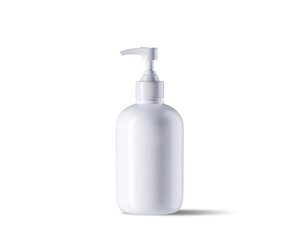 Obraz na płótnie Canvas White cosmetic pump bottle isolated on white background. 3d rendering illustration. Clipping path included.
