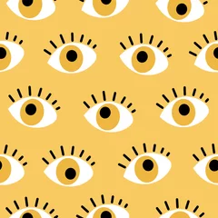 Garden poster Eyes hand drawn eye doodles seamless pattern background, modern design vector illustration