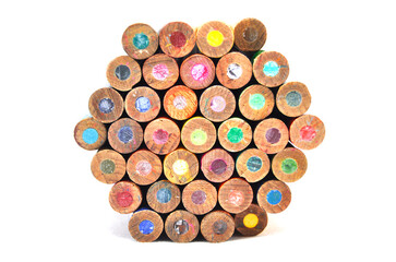 Pencils сolored on a white background close up