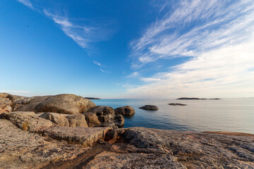 Fototapeta na wymiar Barren rocks and small islands in Stockholm archipelago