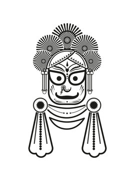 Balabhadra - stylized image of the deity in black and white style, as an icon or symbol. Vector illustration isolated on a white background