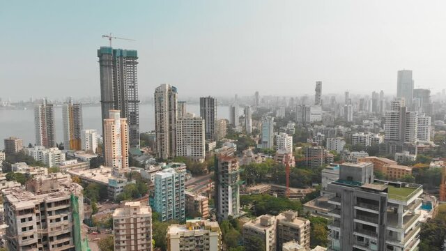 City Landscape View of Bombay/Mumbai and its seashore during 2020 lockdown