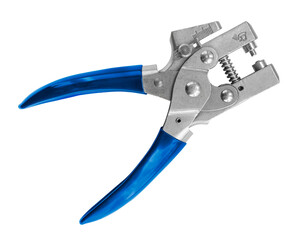 Riveter manual, riveting pliers close-up on a white background. Puncher and grommet installer. Tool...