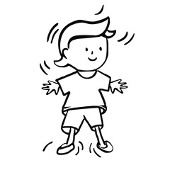 Boy. Isolated icon drawn by hand. Vector illustration of a subject on a white background. Cartoon style. Children's coloring book. Element for scrapbooking, banners, cards, etc.