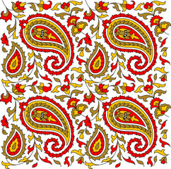 colorful vector floral flower leaf kalamkari outline pattern design