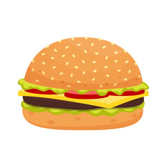 cheeseburger isolated on white background, vector illustration