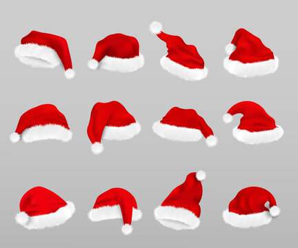 Red Santa hat set - Christmas celebration symbol collection