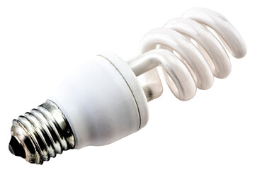 Energy saving bulb isolated on white background close up view