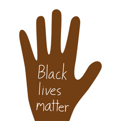 “Black lives matter” text on black hand