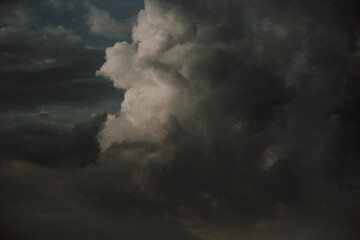 Background of dark clouds on a rainy day