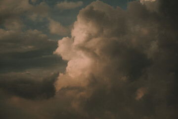Background of dark clouds on a rainy day