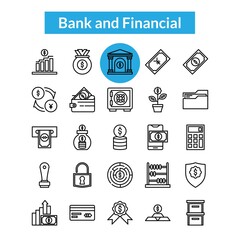bank and financial outline Icon set