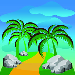 tropical island with palm trees