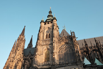 Fototapeta na wymiar The medieval gothic St. Vitus Cathedral in Prague.