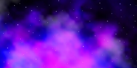 Dark Purple vector layout with bright stars. Blur decorative design in simple style with stars. Best design for your ad, poster, banner.