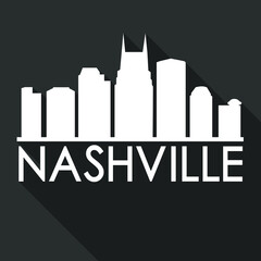 Nashville Flat Icon Skyline Silhouette Design City Vector Art Famous Buildings