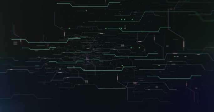 Glitch fly through digital network code. Loopable