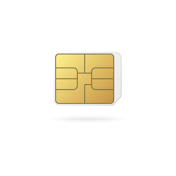Microchip of phone sim card template, realistic vector illustration isolated.