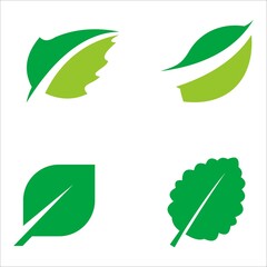 Green leaf logo icon design template vector graphic
