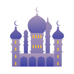 Muslim mosque icon for Eid Al Adha or Ramadan, flat vector illustration isolated.