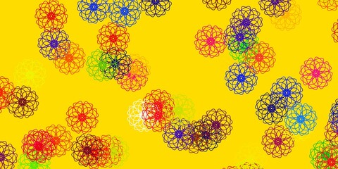 Light Multicolor vector doodle template with flowers.