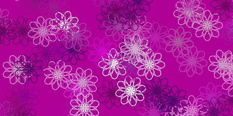 Light Pink vector doodle template with flowers.