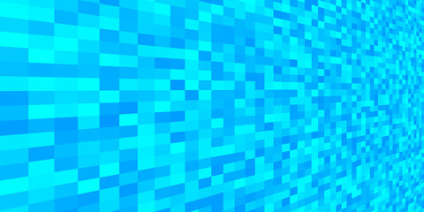 Abstract blue pixel texture background in perspective. Digital technology motion banner. Horizontal digital square pixel pattern. Vector Data mosaic illustration. Bright techno wallpaper.