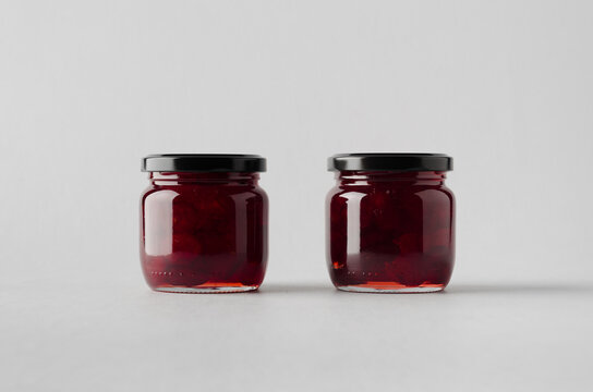 Cherry Jam Jar Mock-Up - Two Jars
