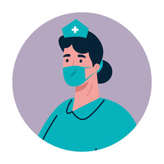 Female nurse with mask vector design