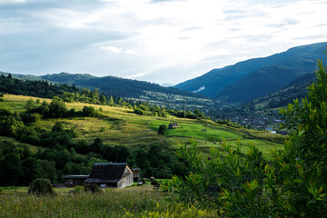 Views of the Carpathians - this is a beautiful country in the mountains of the Carpathians after sunset. Carpathians are located in Ukraine. In the Carpathians, beautiful nature.
