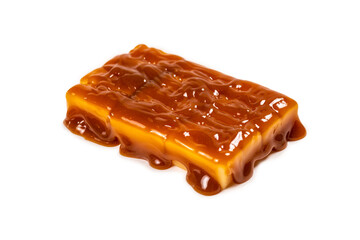 Tasty caramel candy isolated on white background.