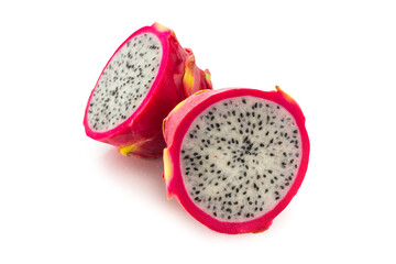 Sweet tasty dragon fruit or pitaya isolated on white.