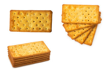 Cracker with salt isolated on white.
