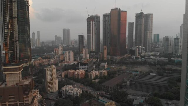 Urban Jungle with Skyscrapers and Beautiful skyline during the 2020 lockdown in Mumbai city, Maharashtra India