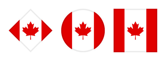 canada flag icon set isolated on white background