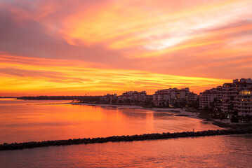 Fototapeta na wymiar Miami Fisher Island Sunset Sky