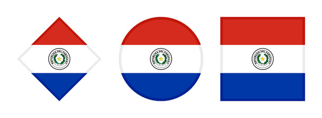 paraguay flag icon set. isolated on white background 