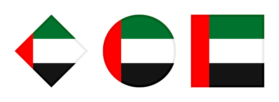 Uae Flag Icon Set. Isolated On White Background 