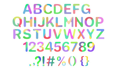 Vector font and alphabet. Abc, english letters and numbers