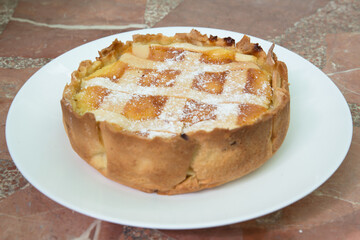 Close up to a napolitan pastiera, tipical easter sweet. 