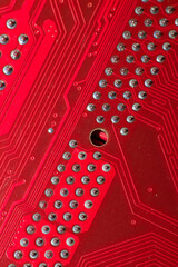 Closeup of electronic circuit board or PCB printed circuit board