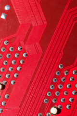 Closeup of electronic circuit board or PCB printed circuit board