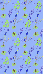 Bright color beautiful background. Tileable images from  colors and  herbs. Summer theme pattern.
