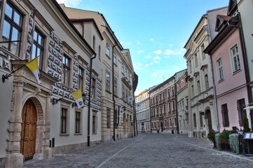 Fototapeta na wymiar Empty Kanonicza street in Cracow
