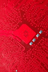 Closeup of electronic circuit board or PCB printed circuit board