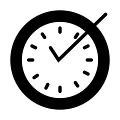 check mark on clock icon, silhouette style