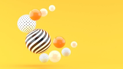 A graphical ball floating on an orange backdrop.